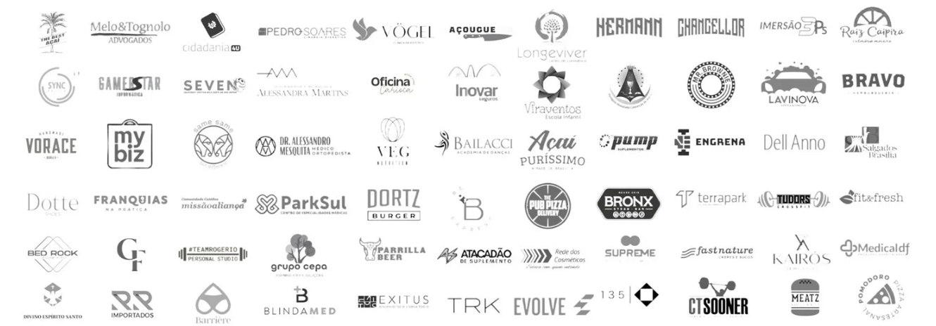 Logotipos de clientes e colaborações da F2 Creative